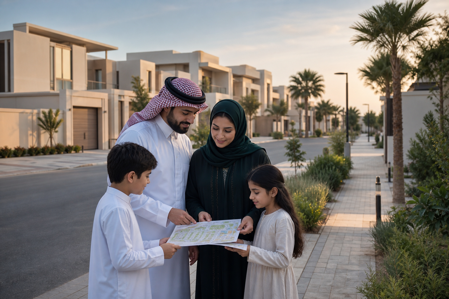 عائلة تقارن الأحياء السكنية